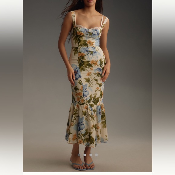 Reformation Floral Maxi Dress - Blue, Green, Orange - Picture 10 of 12